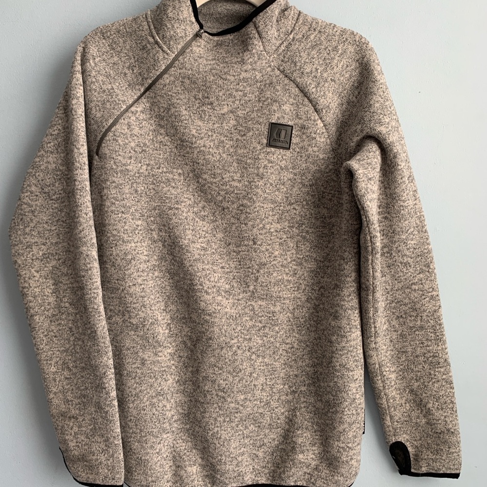 Armada Knit Polartec 1/4 Zip Women's Sweater Jacket L Gray/ White Fleck Pocket